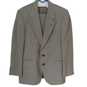 🌿Nino Cerruti  40R black and cream/tan checkered wool suit🌿